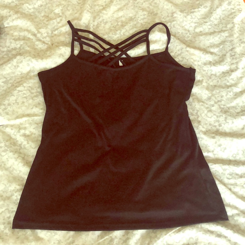 Black Tank Top with Crisscross neckline